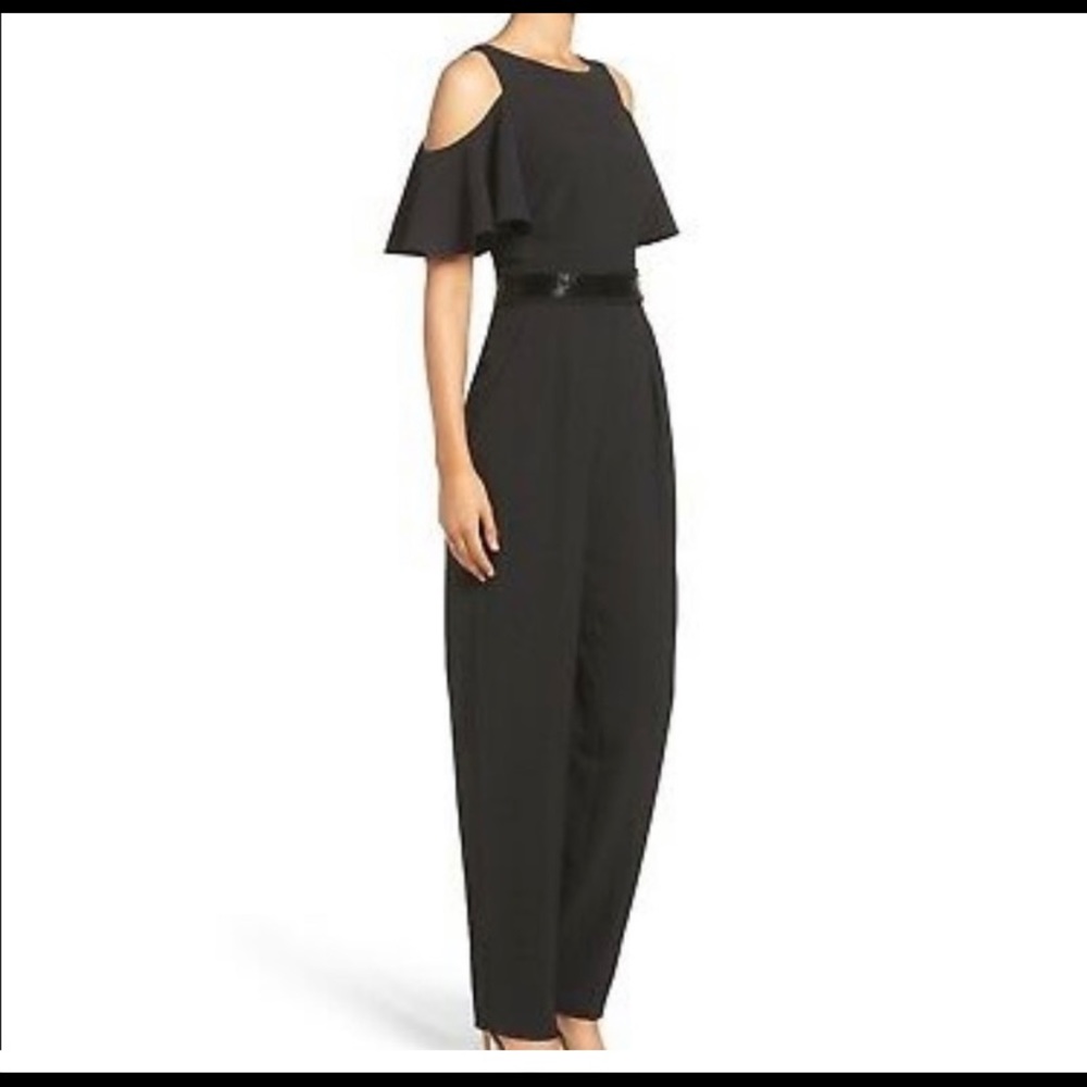 COPY - COPY - Eliza J Black Jumpsuit with cold shoulder size 2